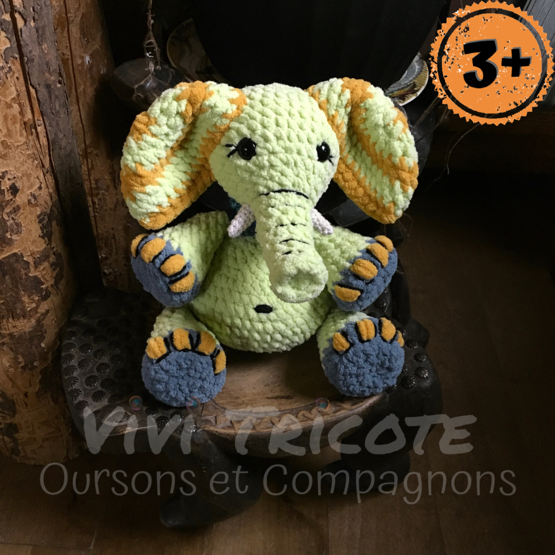 API THE LIME GREEN ELEPHANT with big belly, can be personalized as a BIRTH DOGGIE