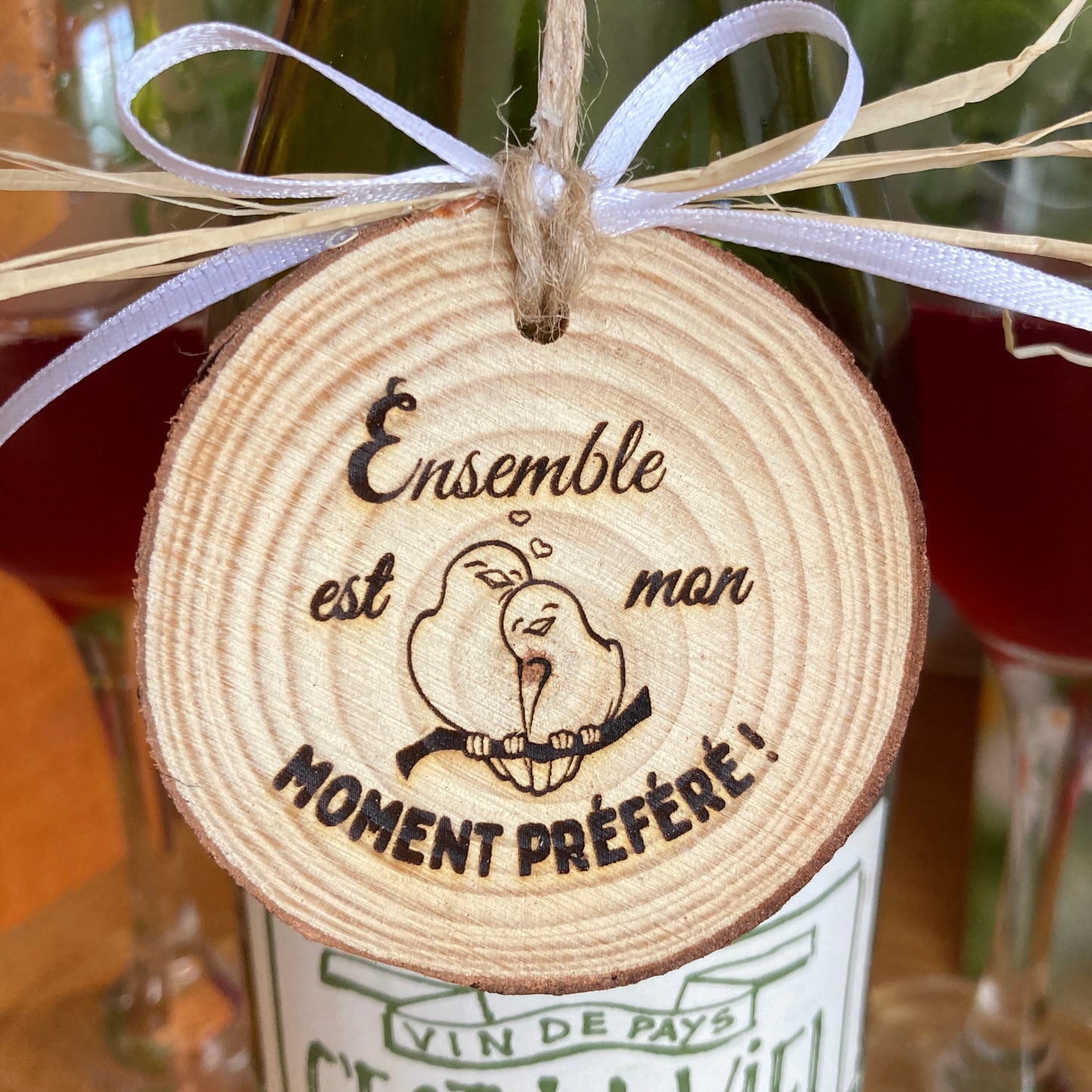 ENSEMBLE EST MON MOMENT PRÉFÉRÉ - ORNEMENT RONDIN DE BOIS (5-6 cm)