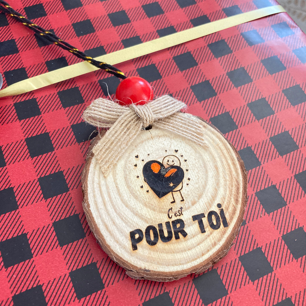 FOR YOU - WOODEN LOG ORNAMENT (5-6 cm)