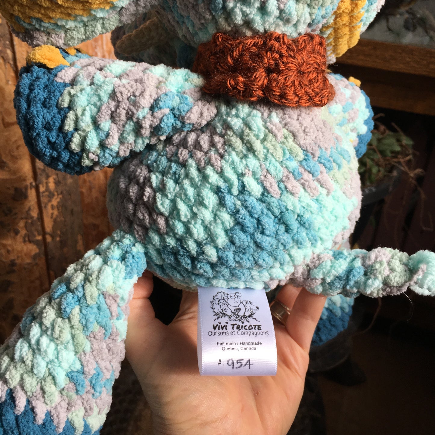 PINTO L’ÉLÉPHANT TURQUOISE à grosse bedaine, peut être personnalisé en TOUTOU DE NAISSANCE