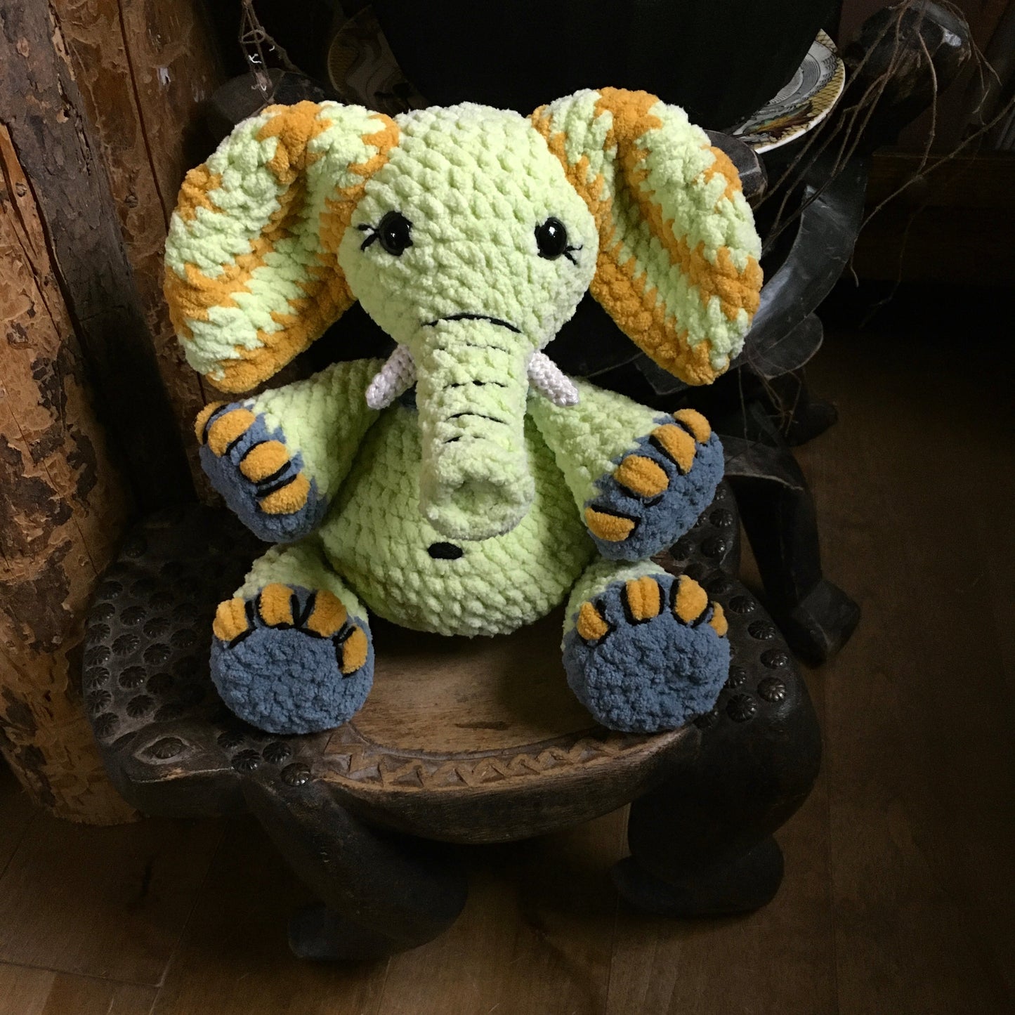 API THE LIME GREEN ELEPHANT with big belly, can be personalized as a BIRTH DOGGIE