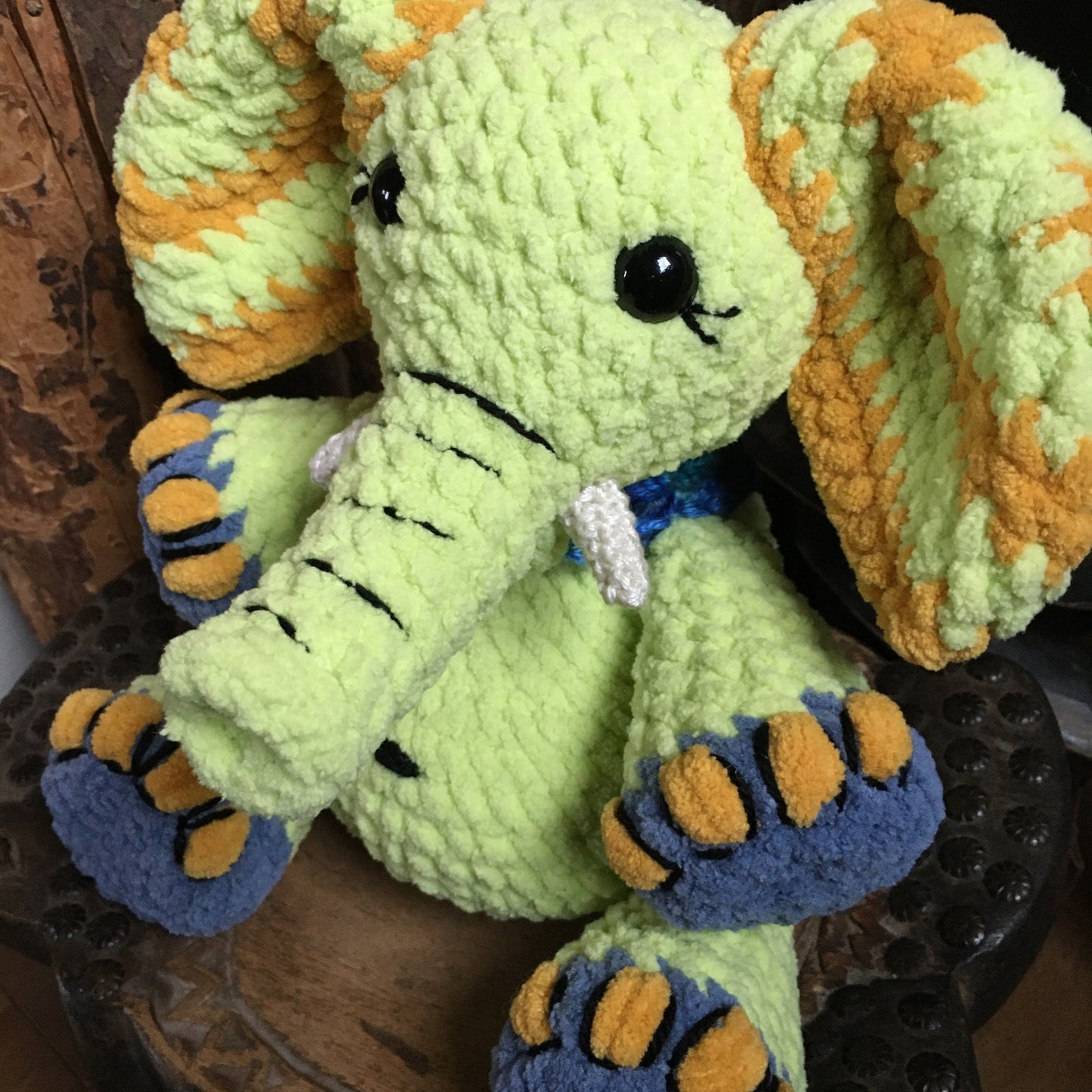 API THE LIME GREEN ELEPHANT with big belly, can be personalized as a BIRTH DOGGIE
