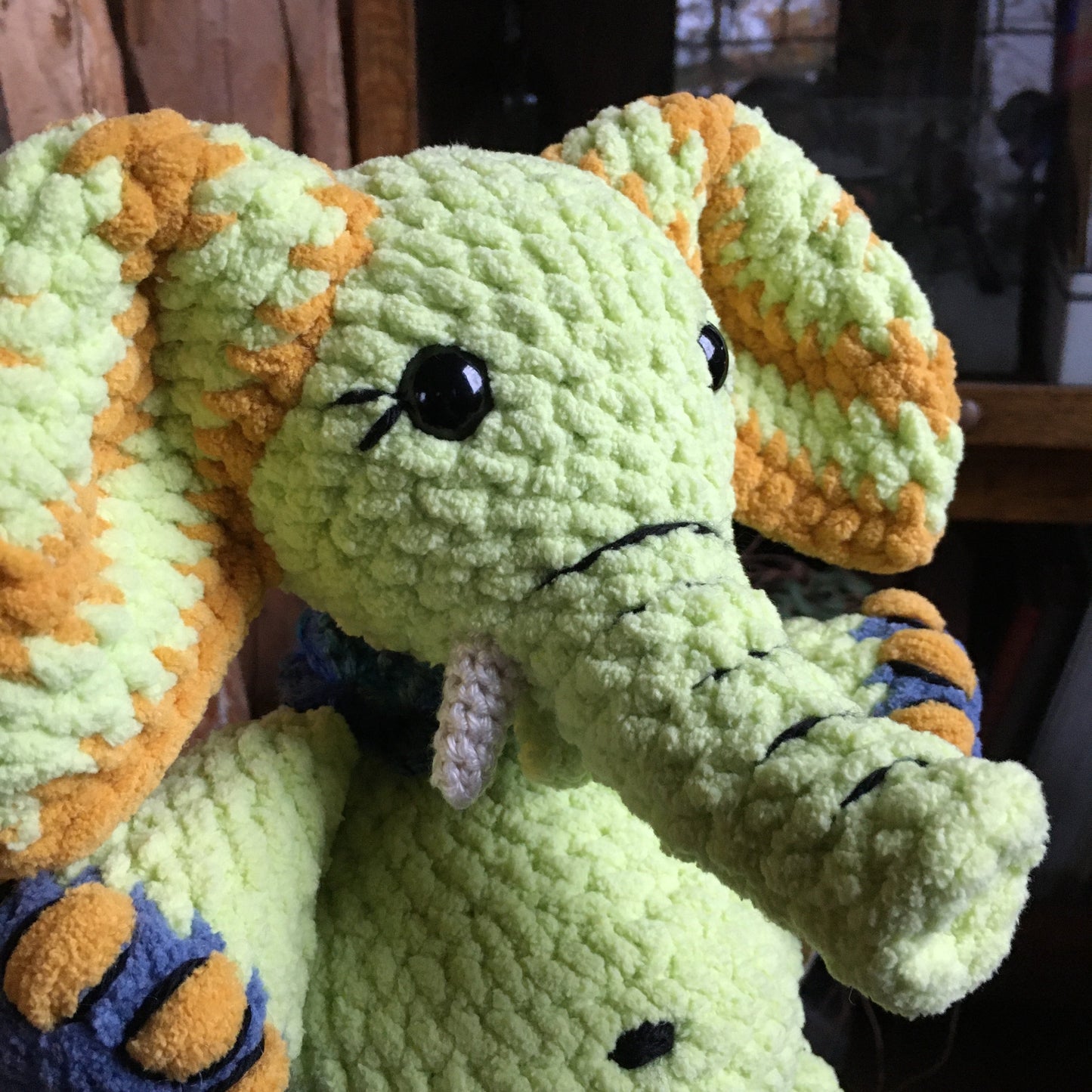 API THE LIME GREEN ELEPHANT with big belly, can be personalized as a BIRTH DOGGIE