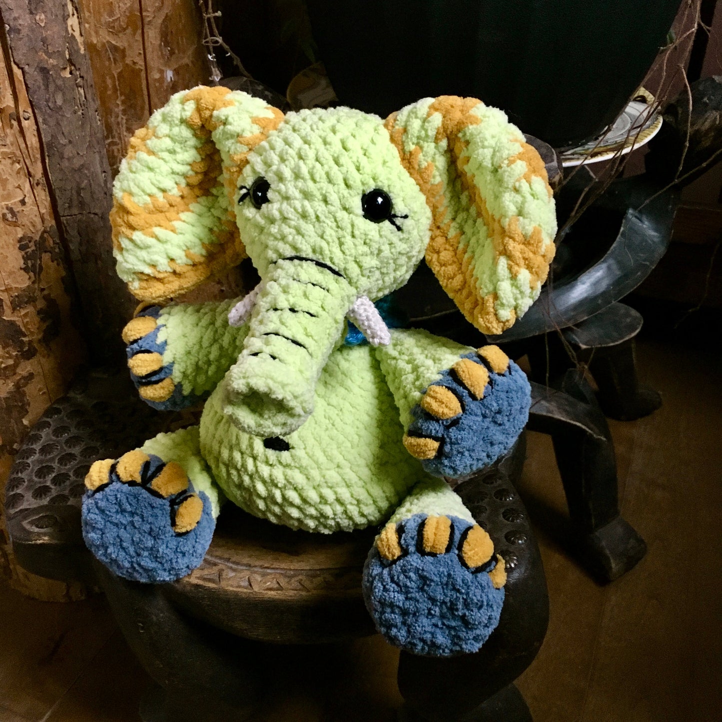 API THE LIME GREEN ELEPHANT with big belly, can be personalized as a BIRTH DOGGIE