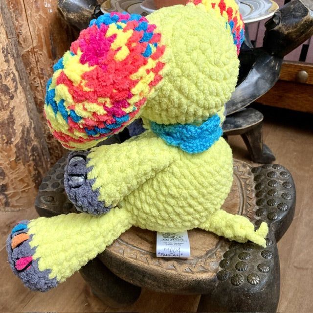 FANFAN L’ÉLÉPHANT JAUNE SCINTILLANT à grosse bedaine - peut être personnalisé en PELUCHE DE NAISSANCE