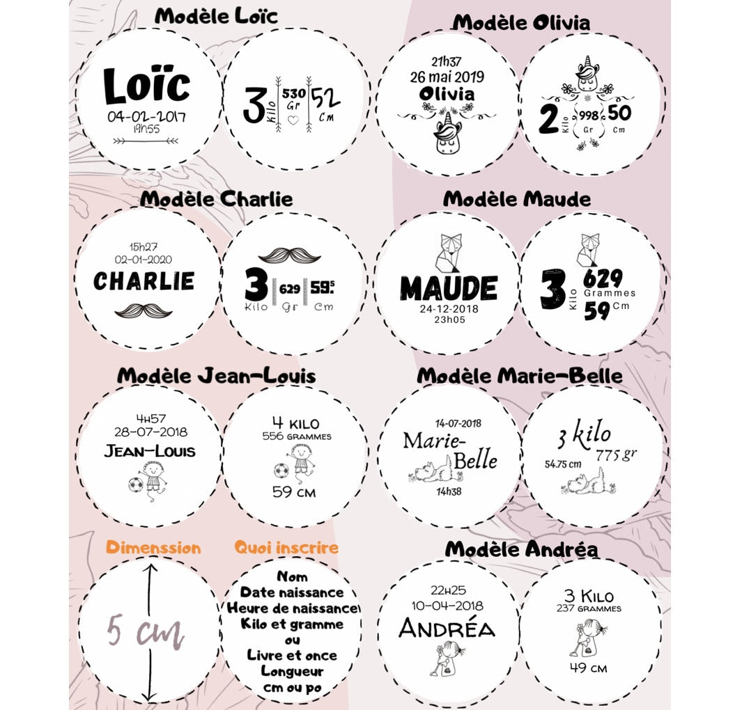 ÉTIQUETTES de NAISSANCE - Cuir VÉRITABLE