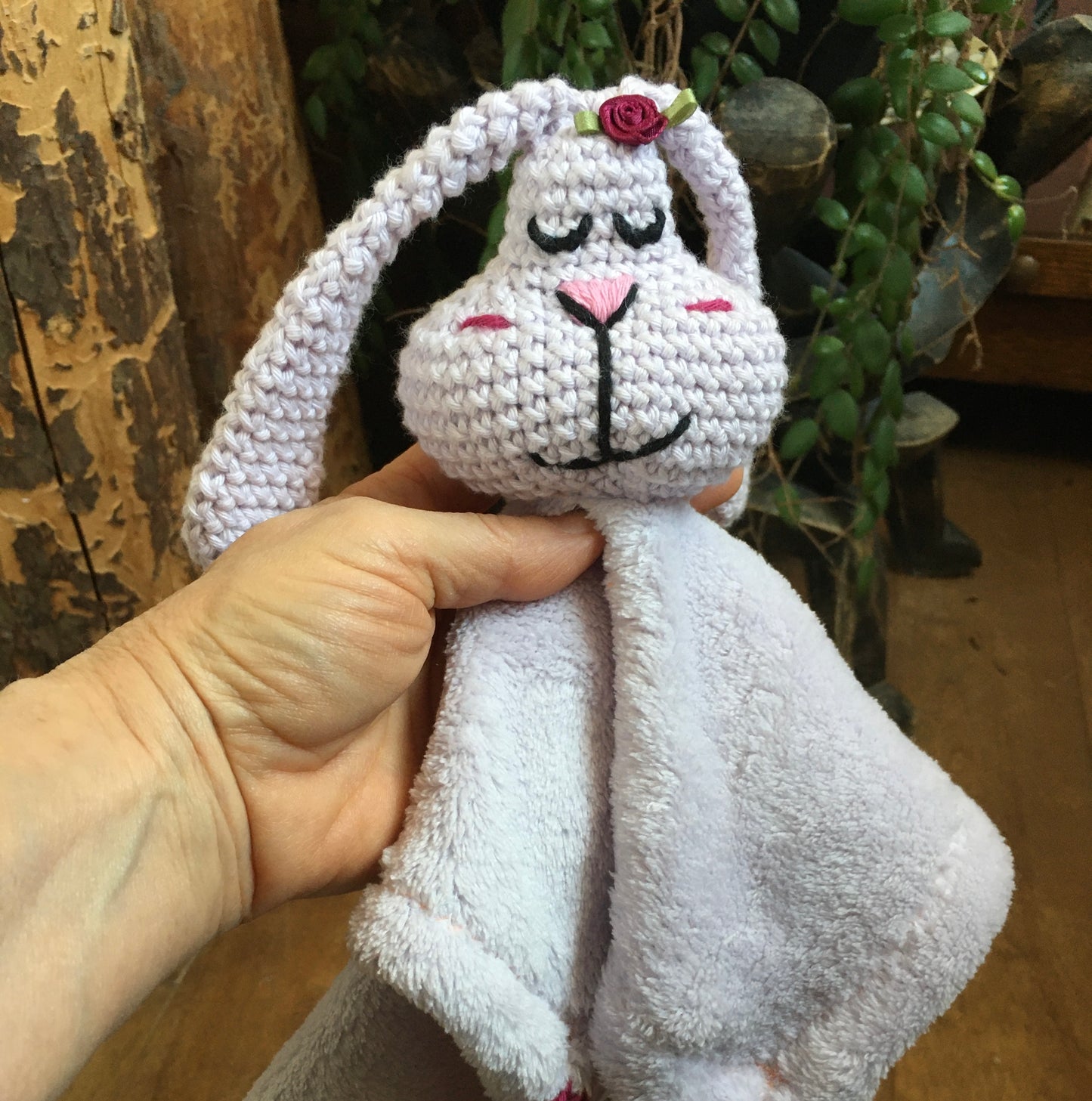 BUNNY RATTLE softie-blankie (881) Contain organic cotton
