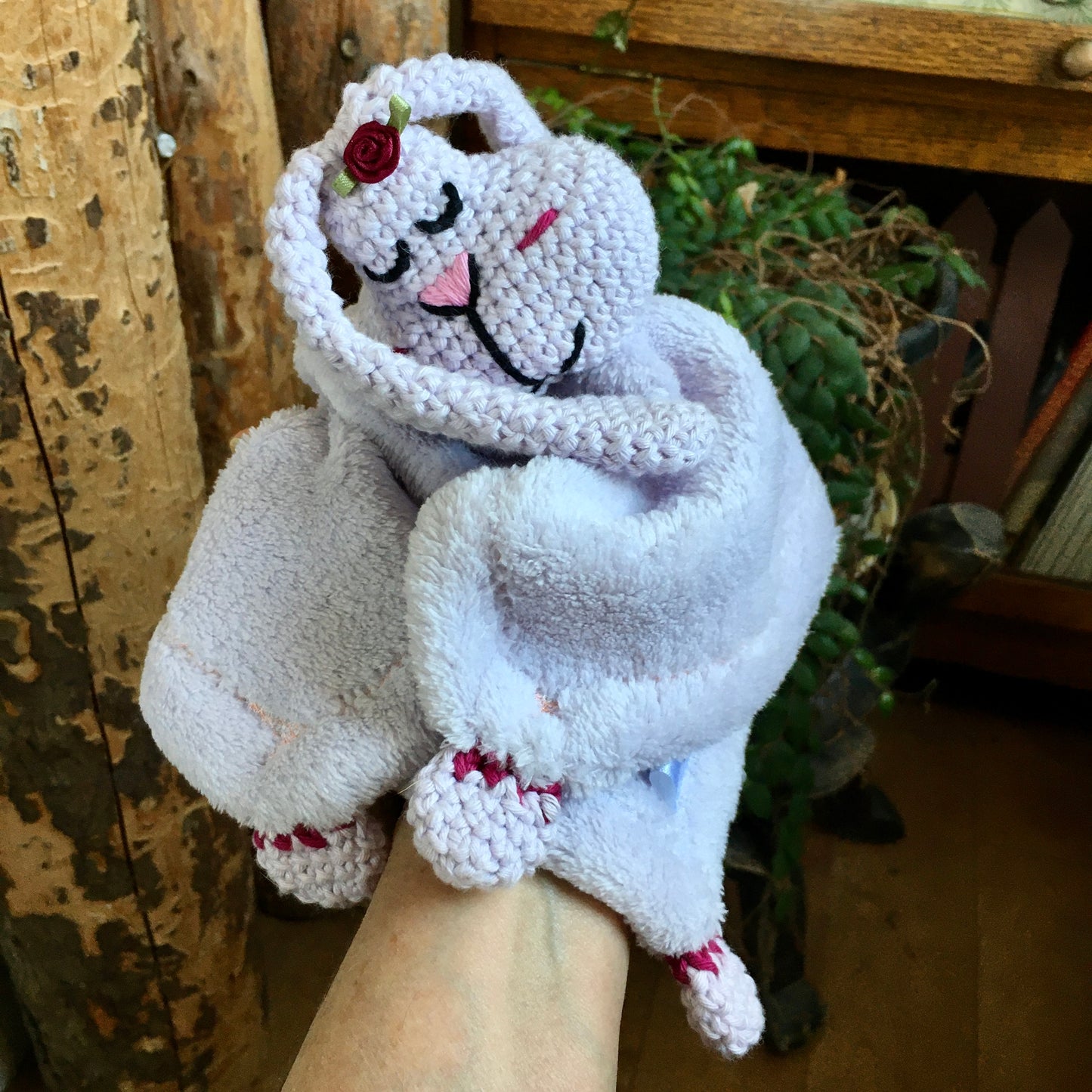 BUNNY RATTLE softie-blankie (881) Contain organic cotton