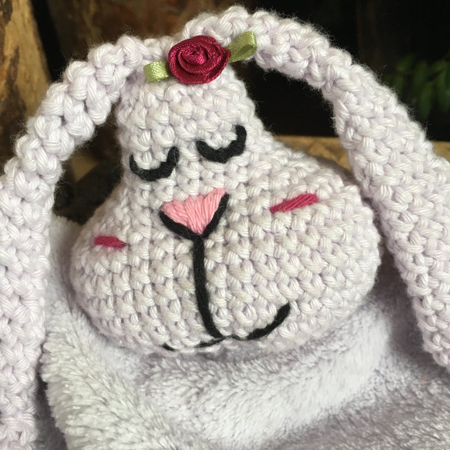BUNNY RATTLE softie-blankie (881) Contain organic cotton