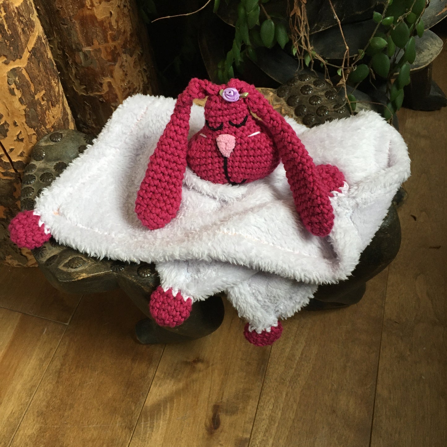 RABBIT RATTLE softie-blankie (877)