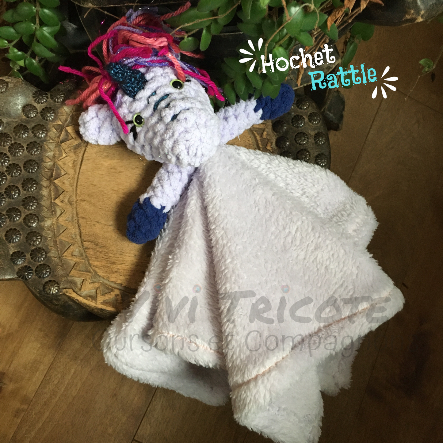 UNICORN RATTLE Soft toy (Softie-blankie) (871)