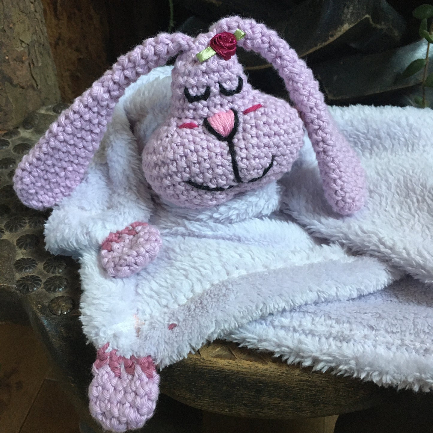 RABBIT RATTLE Softie Blankie (#912, #913) - With organic cotton