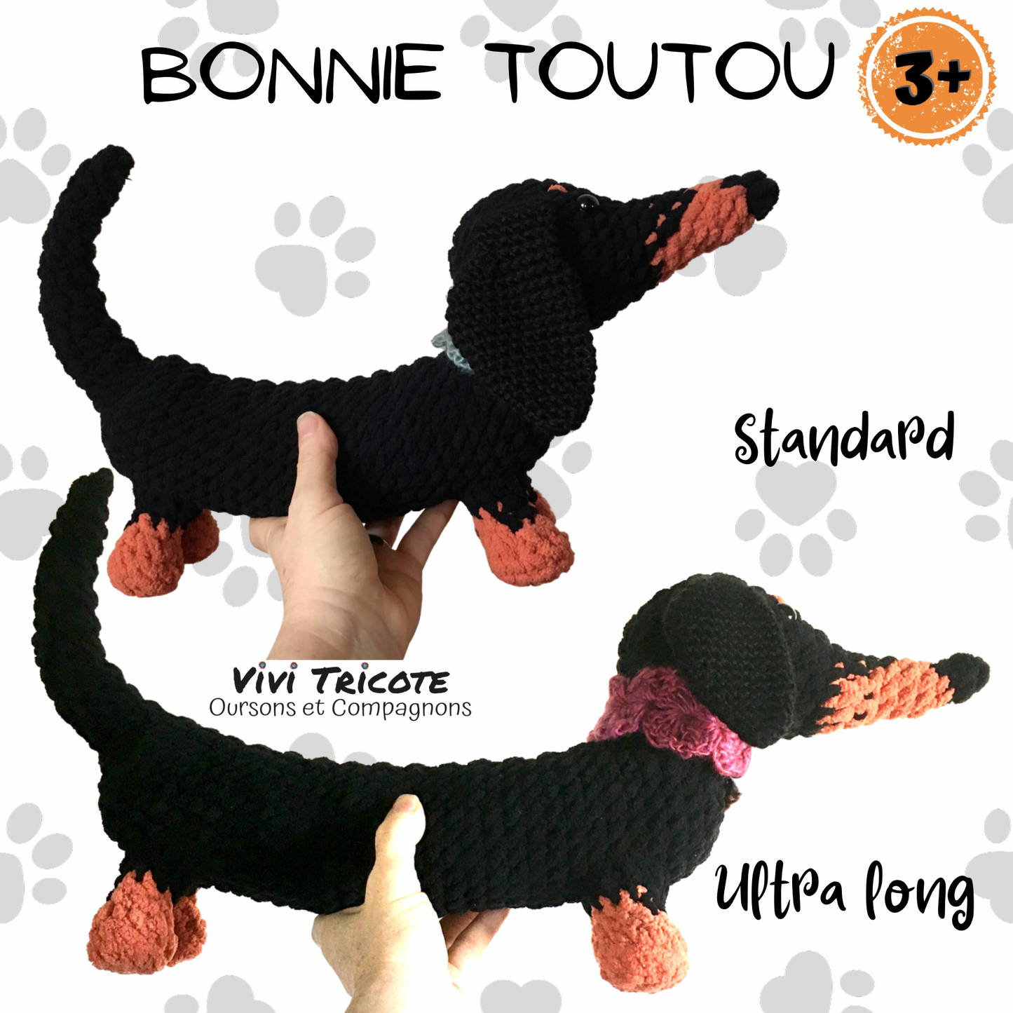 BONNIE TOUTOU, standard or extra long dachshund plush toy