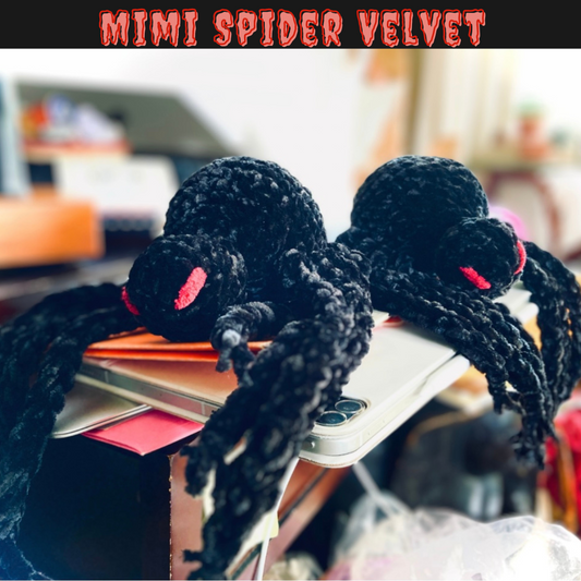 MIMI SPIDER VELVET - amigurumi araignée Noir