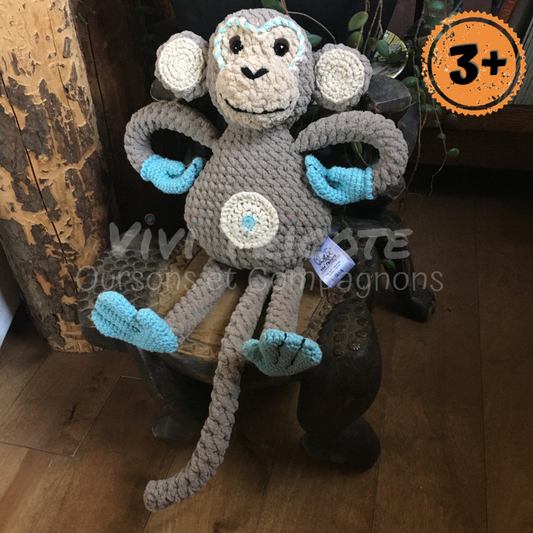 MOOKIE the little funny monkey - milk chocolate and blue