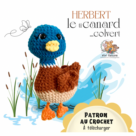 HERBERT THE MALLARD - CROCHET PATTERN to download, FRENCH PDF tutorial