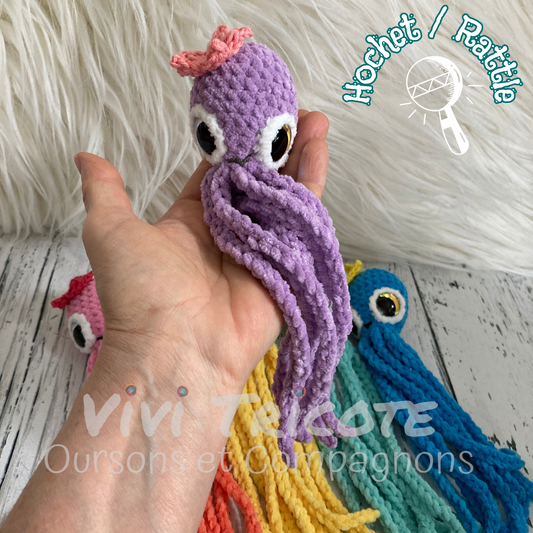 MINI OLLIE LA PIEUVRE Darling Lilas - Amigurumi HOCHET avec MAGNIFIQUES YEUX IRIDESCENTS ROSE (#1067)