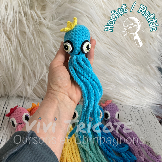 MINI OLLIE LA PIEUVRE Darling Aqua - Amigurumi HOCHET avec MAGNIFIQUES YEUX BRODÉS (#1068)