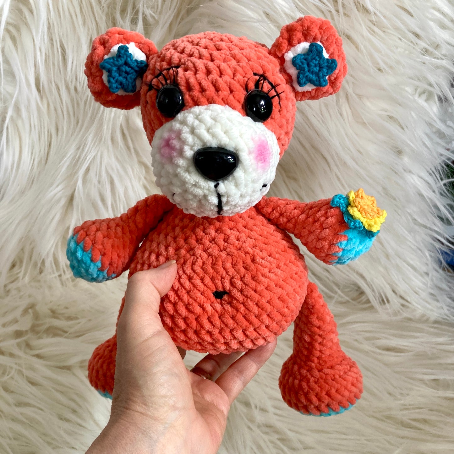 MINNIE L’OURSON - Couleur mango - peut être personnalisé en PELUCHE DE NAISSANCE (1061)