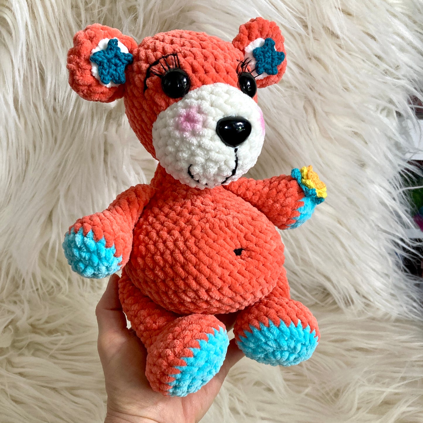 MINNIE L’OURSON - Couleur mango - peut être personnalisé en PELUCHE DE NAISSANCE (1061)