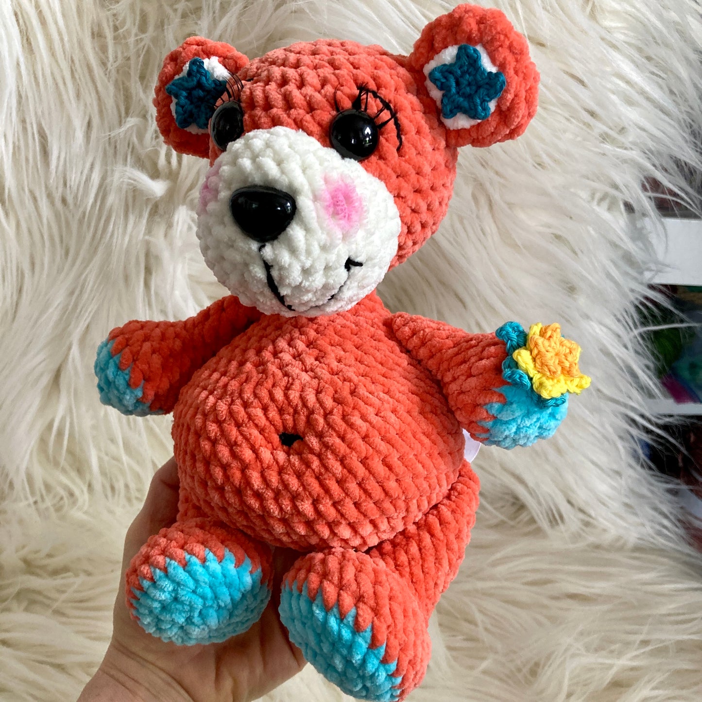 MINNIE L’OURSON - Couleur mango - peut être personnalisé en PELUCHE DE NAISSANCE (1061)