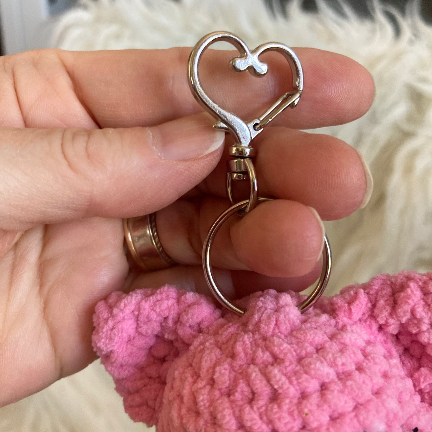 PORTE-CLÉS BONO LE CHATON rose et blanc