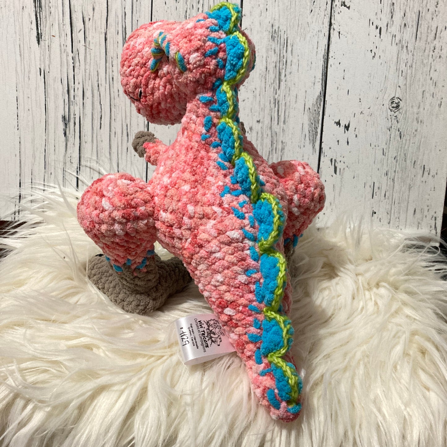 REX LE T-REX ROSE-CORAIL à grosse bedaine, peut être personnalisé en TOUTOU DE NAISSANCE (#1129)