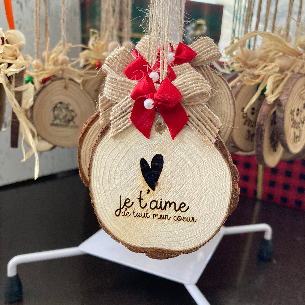I LOVE YOU WITH ALL MY HEART - WOODEN LOG ORNAMENT (5-6 cm)
