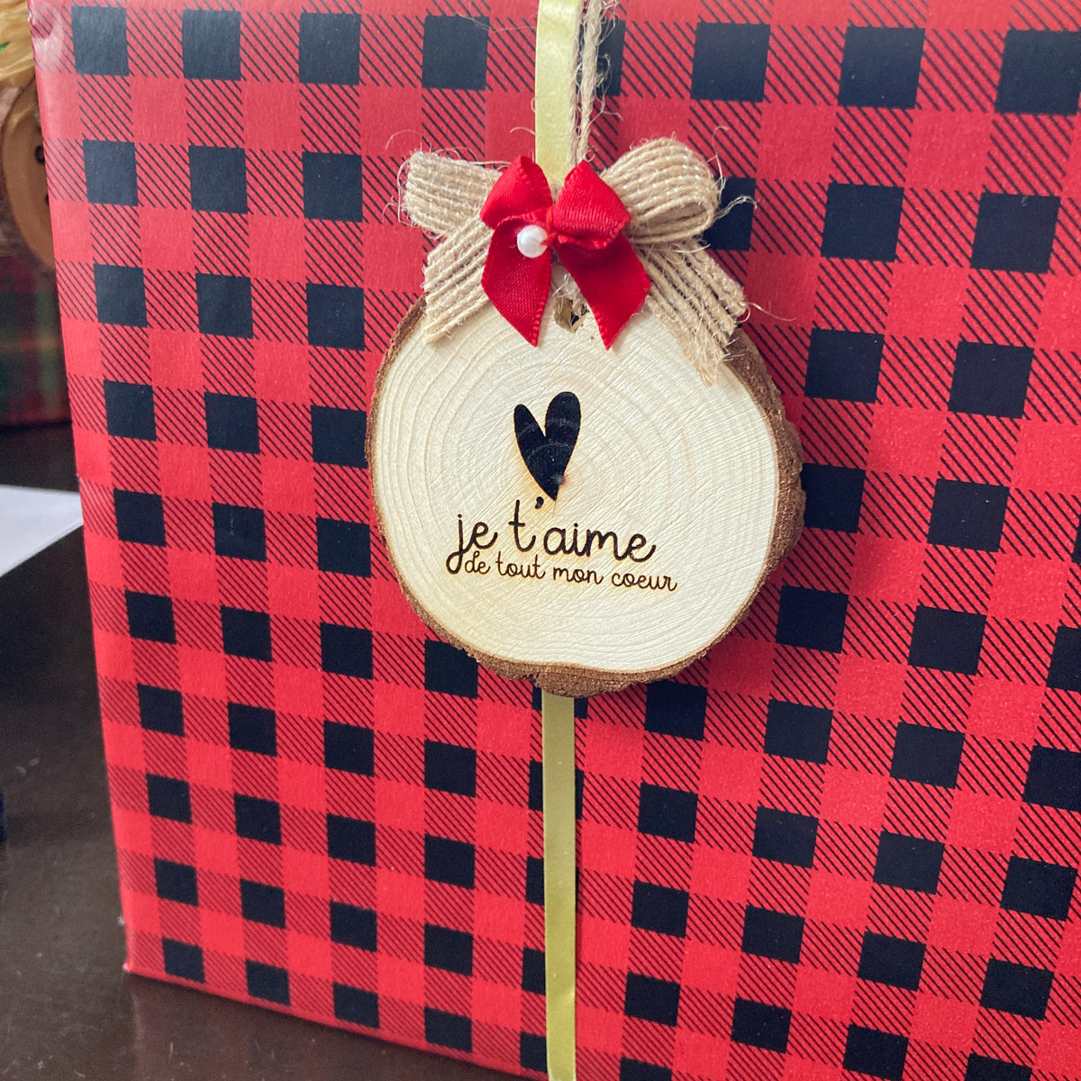 I LOVE YOU WITH ALL MY HEART - WOODEN LOG ORNAMENT (5-6 cm)