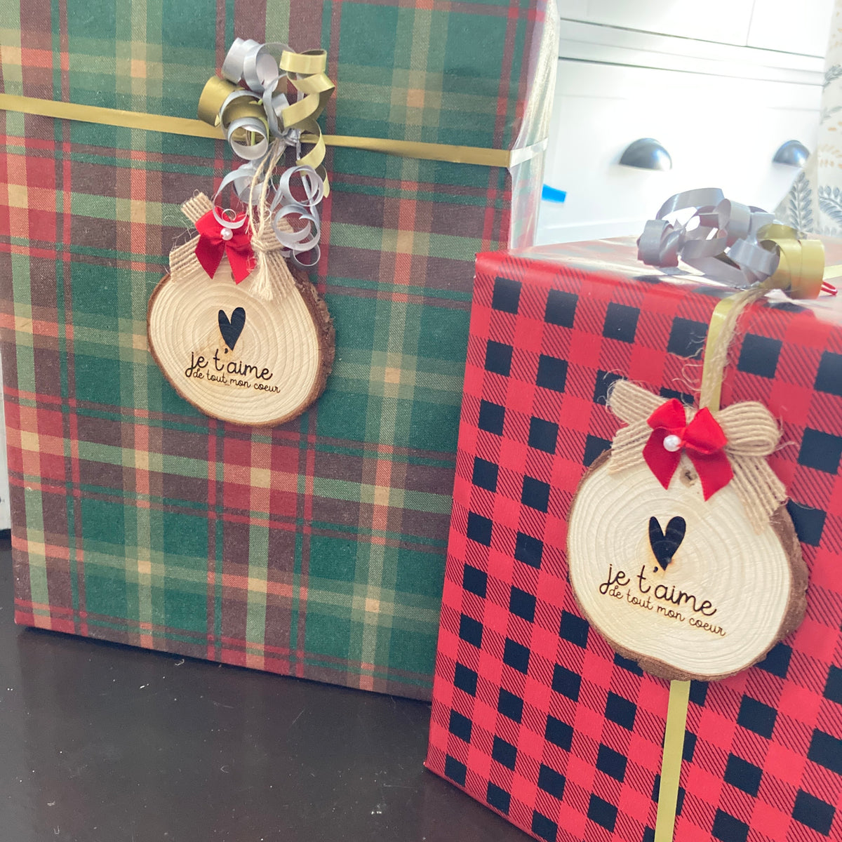 I LOVE YOU WITH ALL MY HEART - WOODEN LOG ORNAMENT (5-6 cm)
