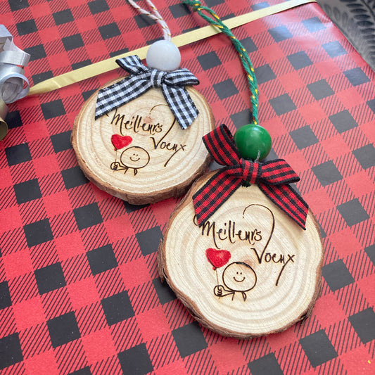 BEST WISHES - WOODEN LOG ORNAMENT (5-6 cm)