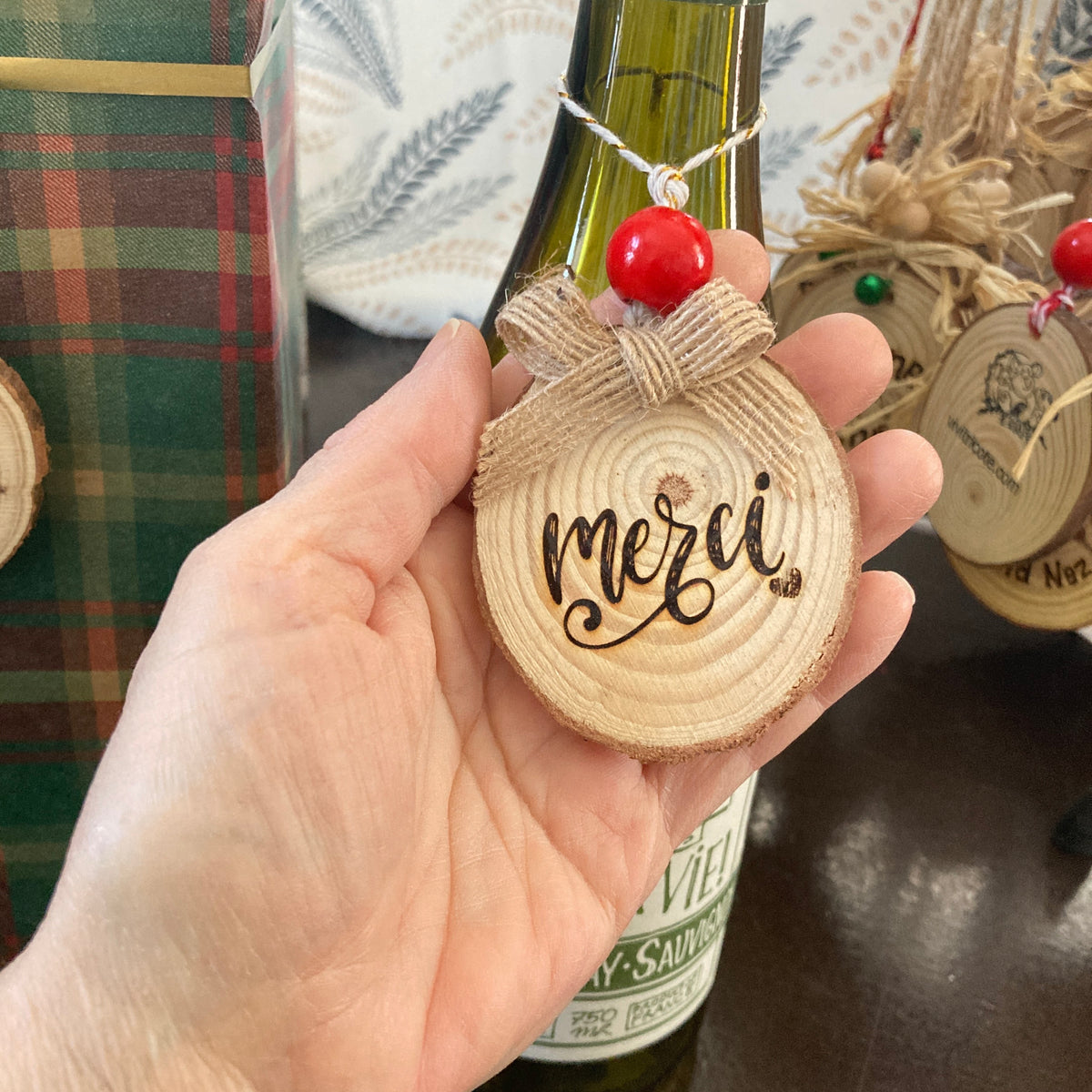 THANK YOU - WOODEN LOG ORNAMENT (5-6 cm)
