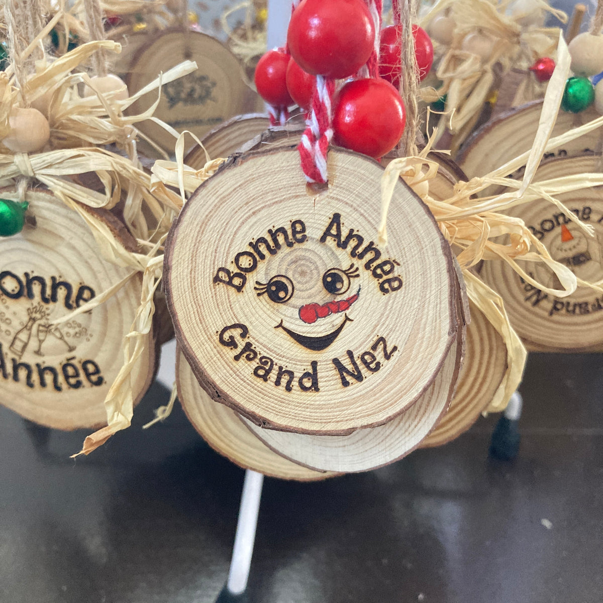 HAPPY NEW YEAR BIG NOSE (#1) - Engraved Wooden Ornament