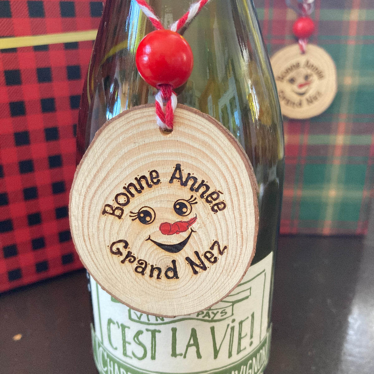 HAPPY NEW YEAR BIG NOSE (#1) - Engraved Wooden Ornament