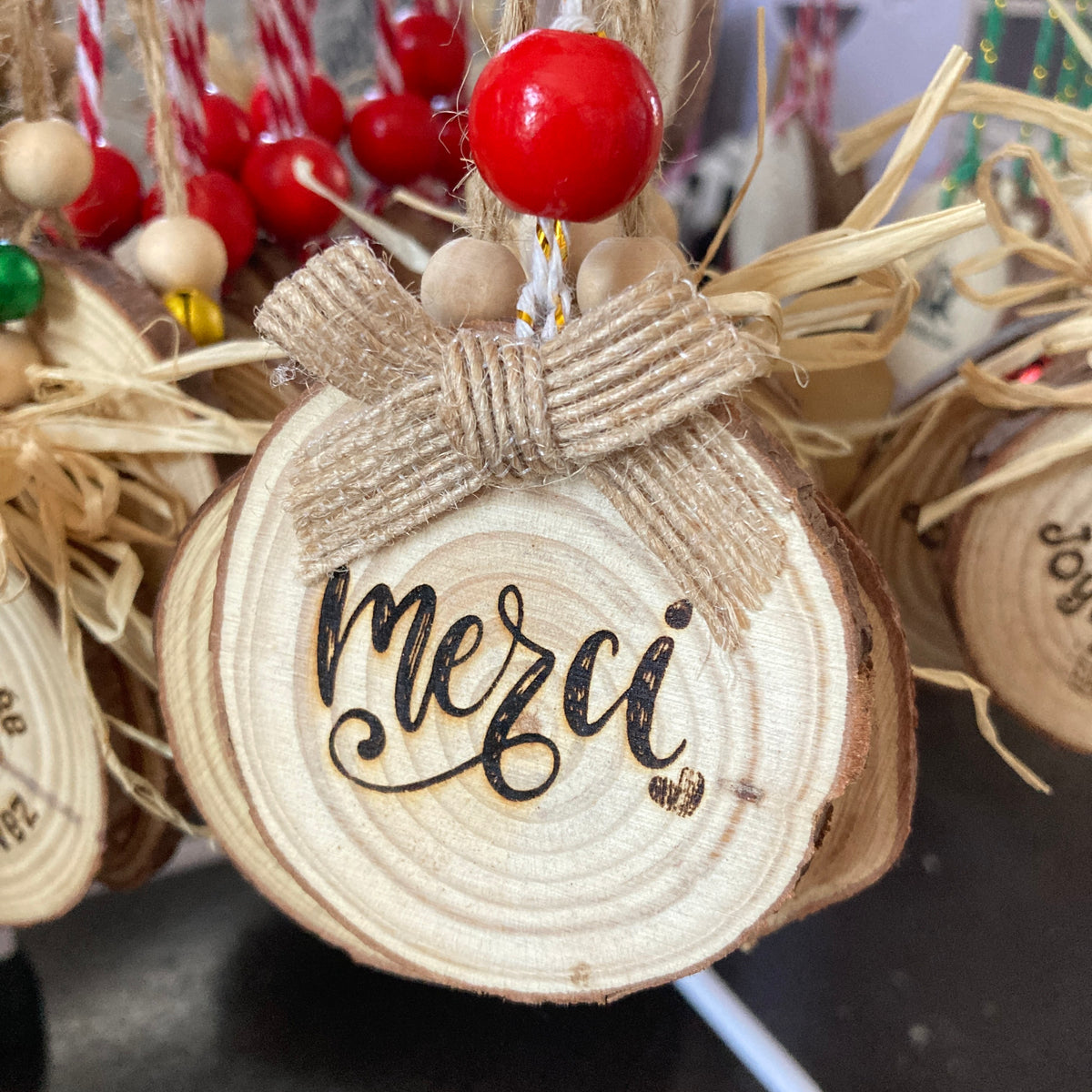 THANK YOU - WOODEN LOG ORNAMENT (5-6 cm)