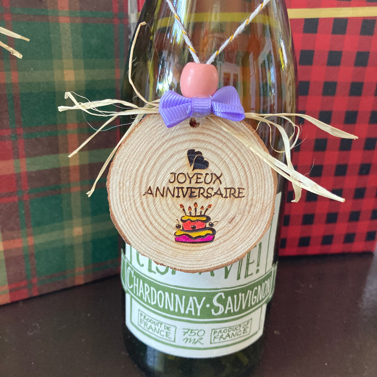 HAPPY BIRTHDAY - WOODEN LOG ORNAMENT (5-6 cm)