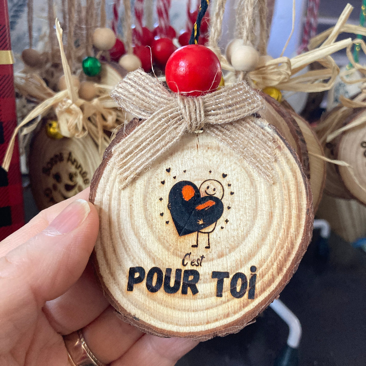 FOR YOU - WOODEN LOG ORNAMENT (5-6 cm)