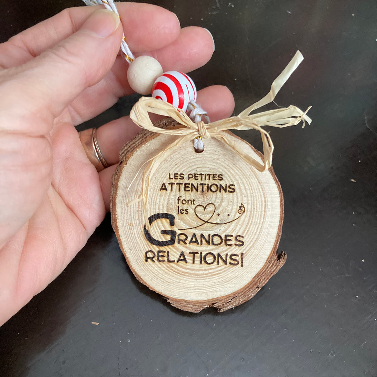 Small gestures make for great relationships! - Wooden log ornament (5-6 cm) (Copy)