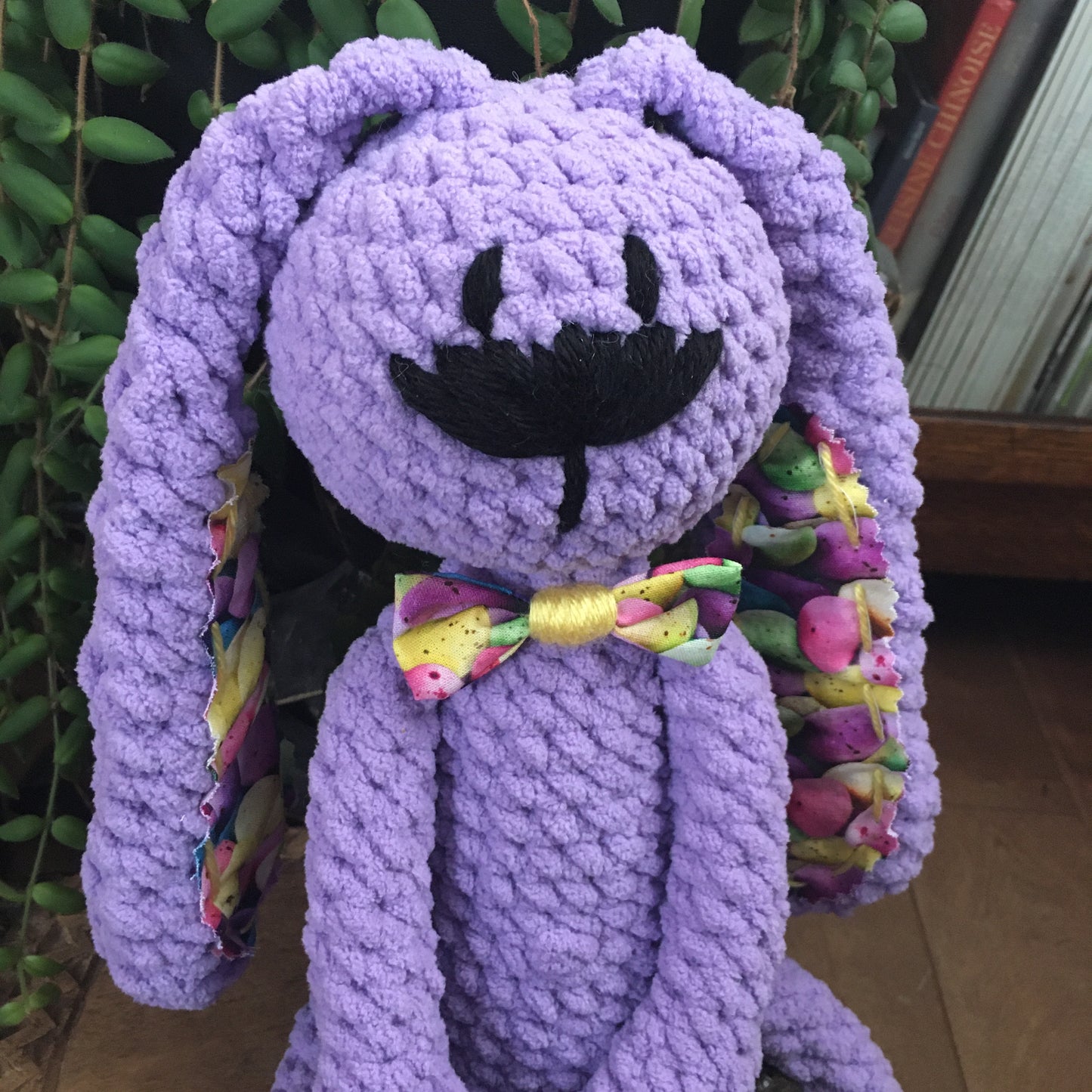 The LILAC RABBIT with long legs and long ears, the ideal gift for Easter, Can be personalized as a BIRTH PLUSHIES