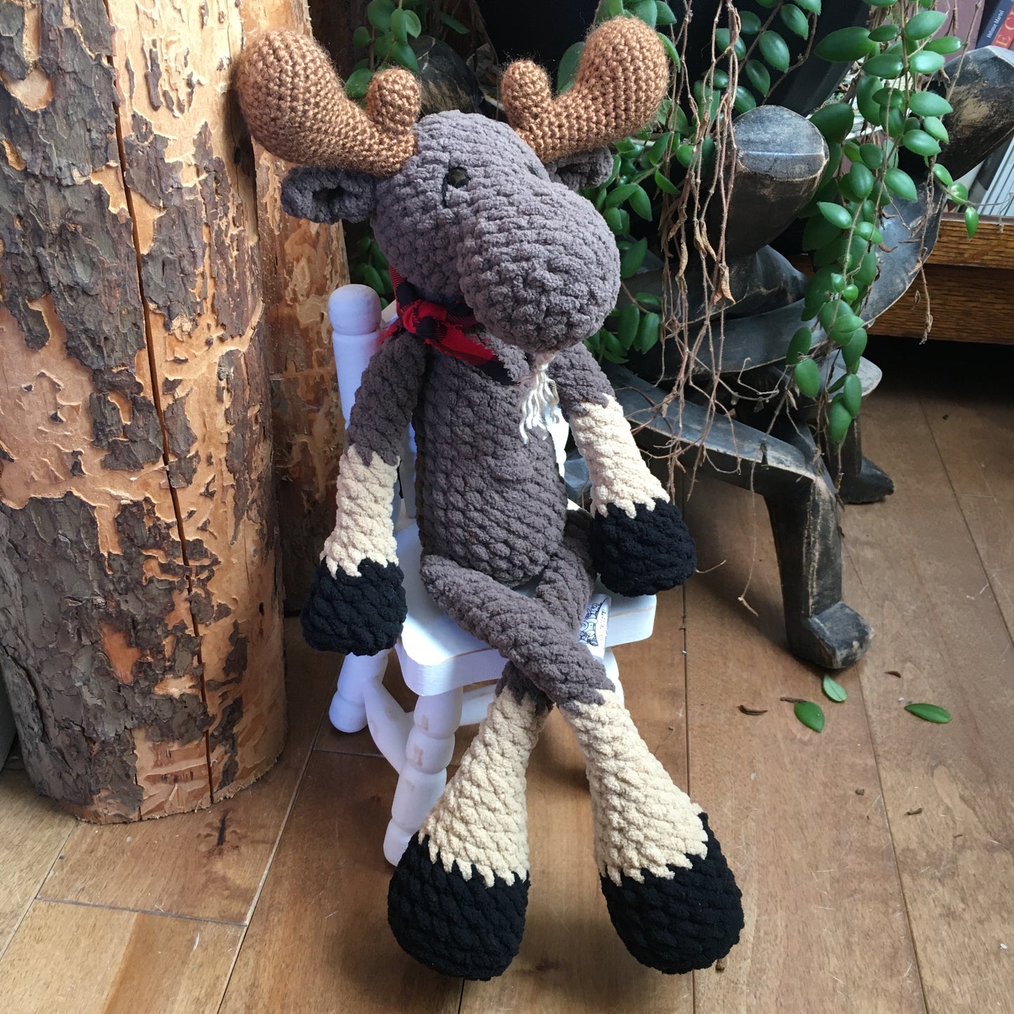 Jack The NONORIGNAL the lumberjack style moose plush toy, Can be personalized as a BIRTH DOUBLE