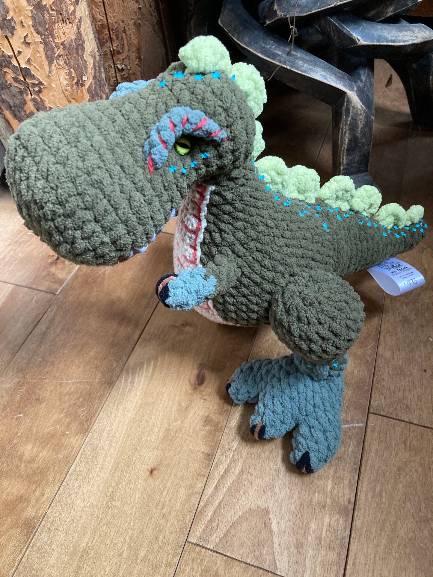 REX THE T-REX with a big belly, can be personalized as a BIRTH DOG
