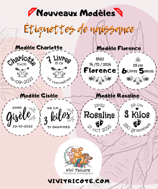 ÉTIQUETTES de NAISSANCE - NOUVEAUX MODÈLES - Cuir VÉGANE