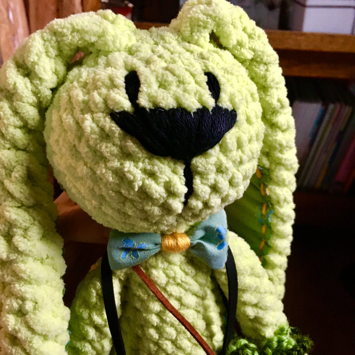 The LIME GREEN CULOTTED RABBIT - Can be personalized as a birth plushies