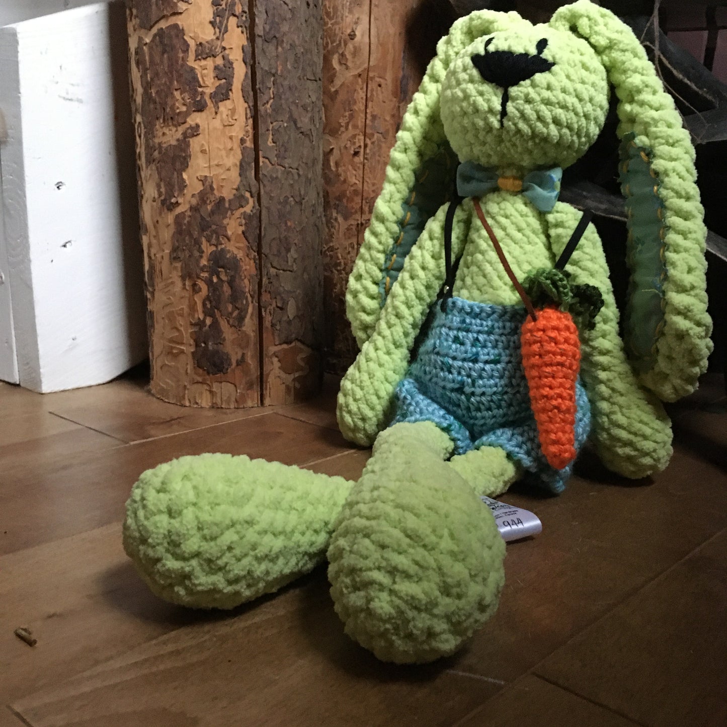 The LIME GREEN CULOTTED RABBIT - Can be personalized as a birth plushies