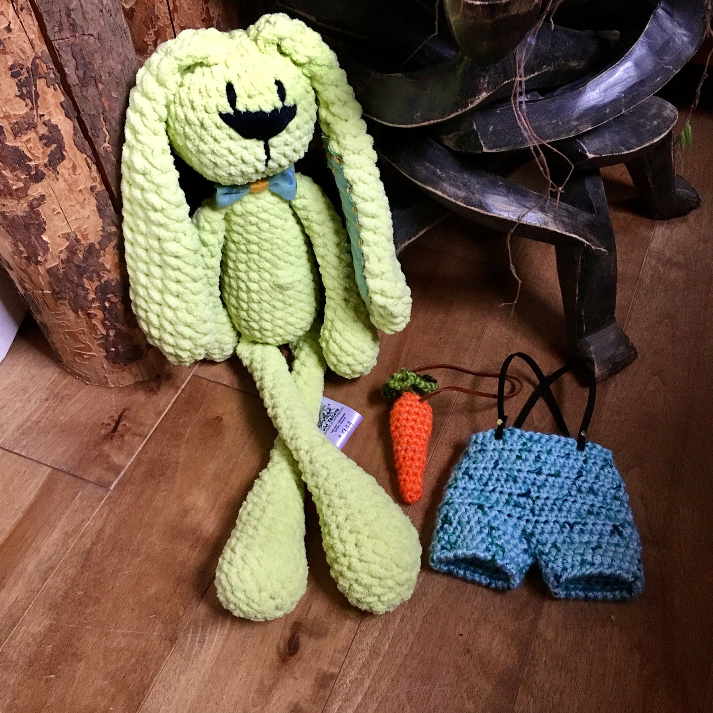 The LIME GREEN CULOTTED RABBIT - Can be personalized as a birth plushies