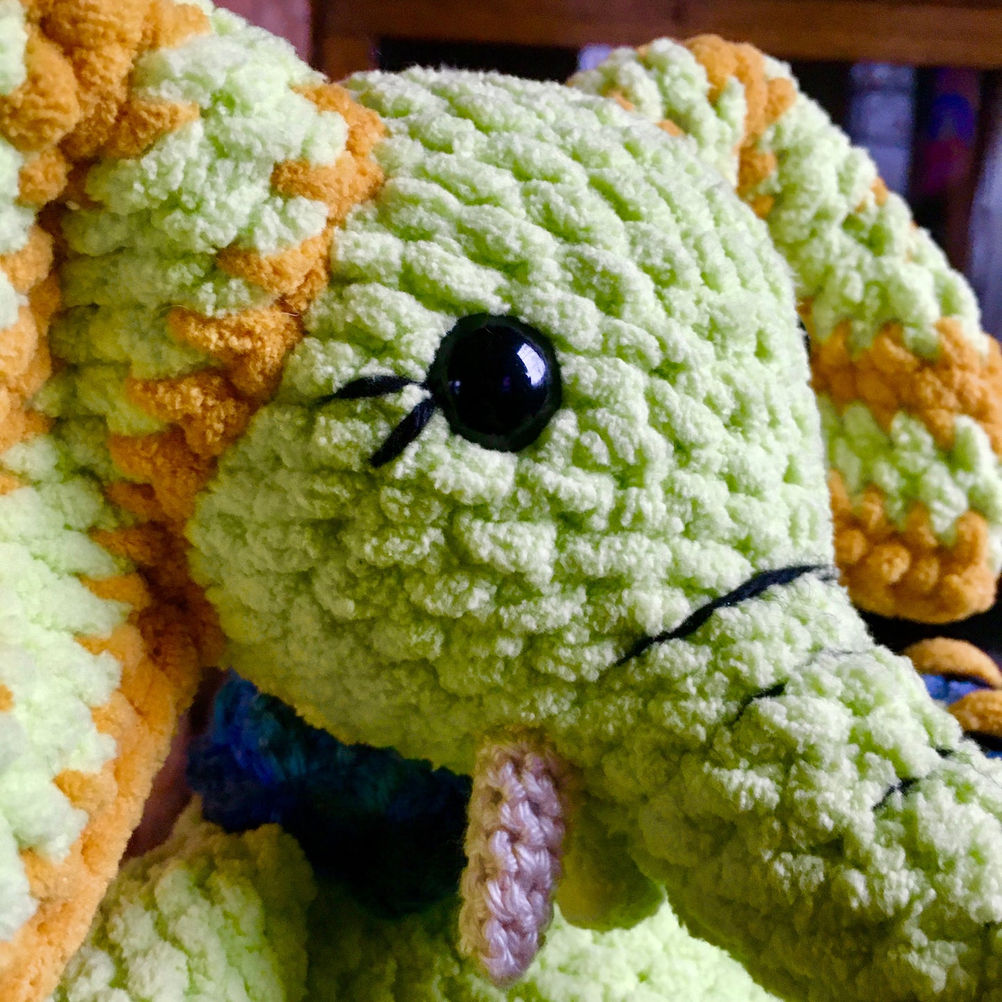 API THE LIME GREEN ELEPHANT with big belly, can be personalized as a BIRTH DOGGIE