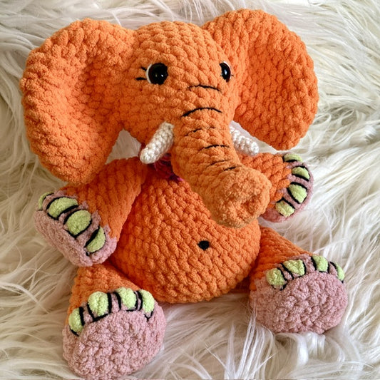 DADA L’ÉLÉPHANT ORANGE CAROTTE à grosse bedaine - peut être personnalisé en PELUCHE DE NAISSANCE