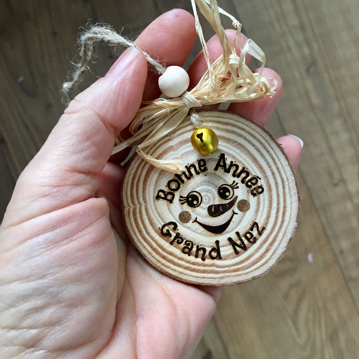 HAPPY NEW YEAR BIG NOSE (#1) - Engraved Wooden Ornament