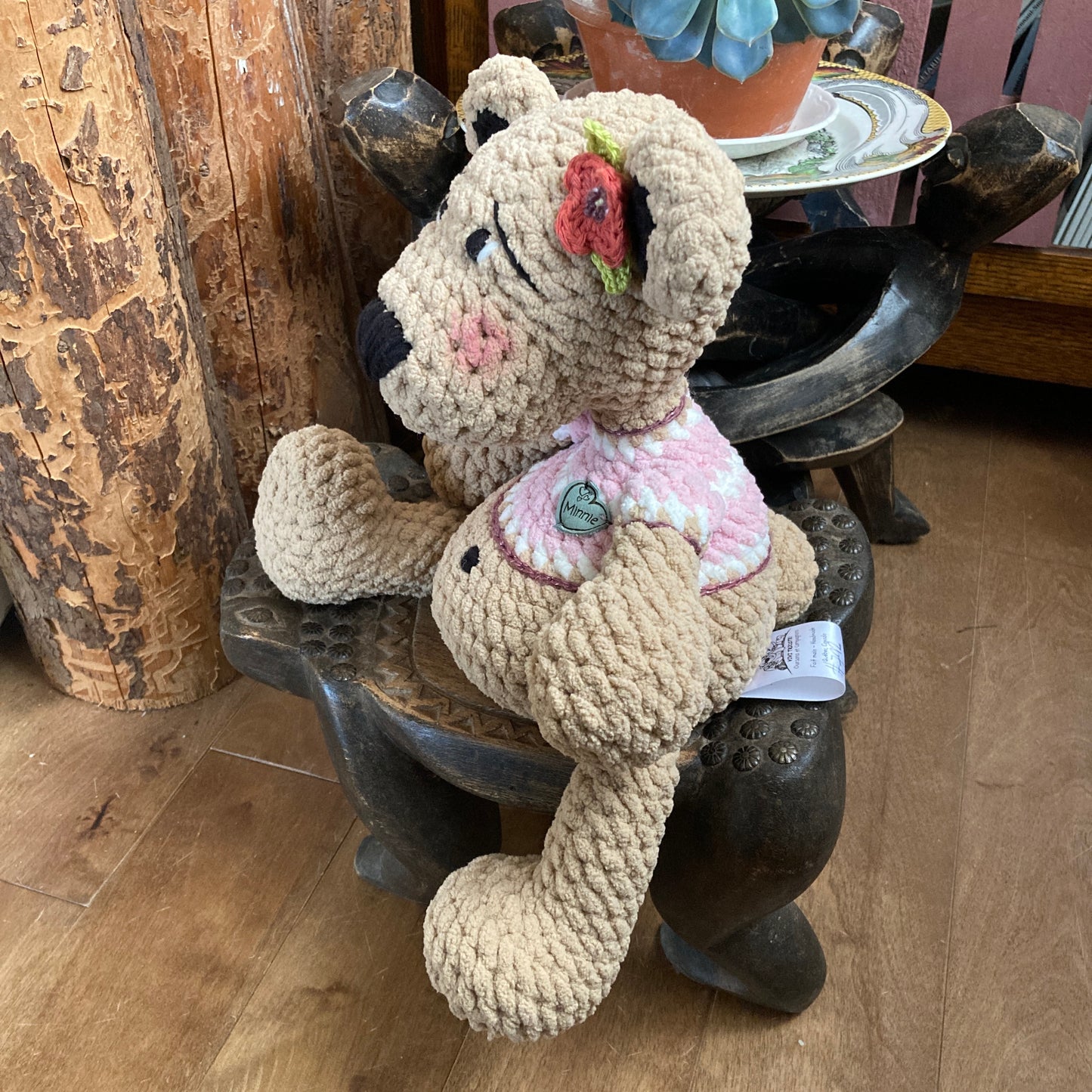 MINNIE L’OURSON - amigurumi à grosse bedaine - peut être personnalisé en PELUCHE DE NAISSANCE