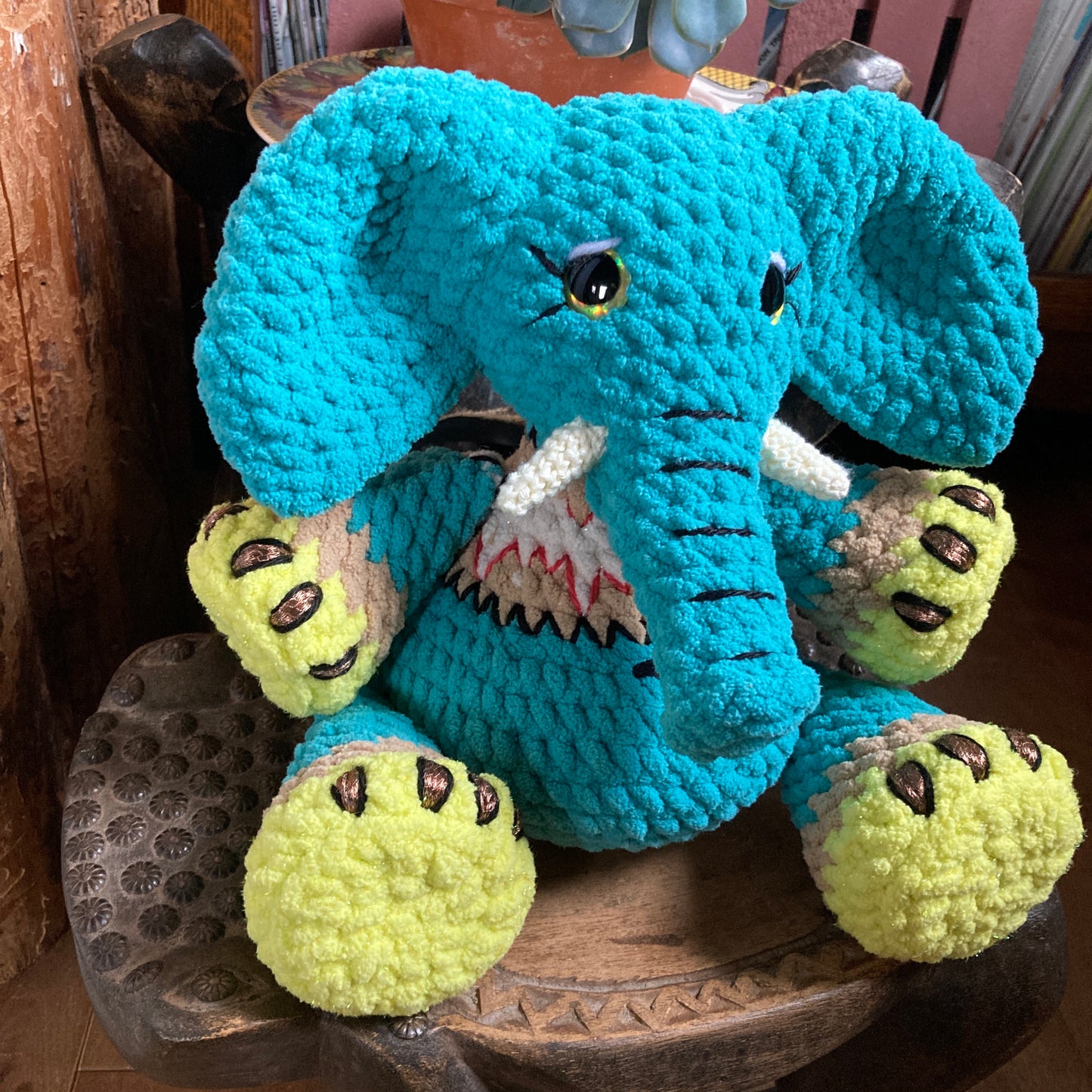 BOUMBA L’ÉLÉPHANT TURQUOISE à grosse bedaine - peut être personnalisé en PELUCHE DE NAISSANCE